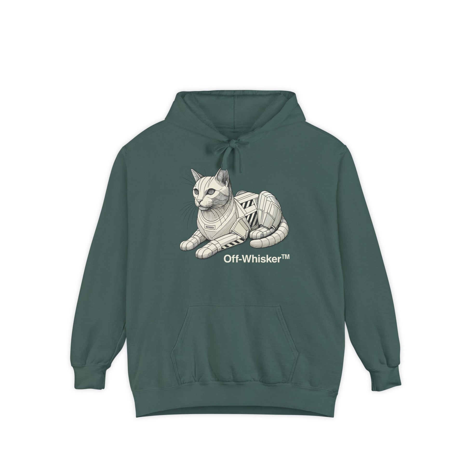 Off-Whisker Mechanical Feline Unit Cat Graphic Blue Spruce Hoodie, hoodie for cat lovers