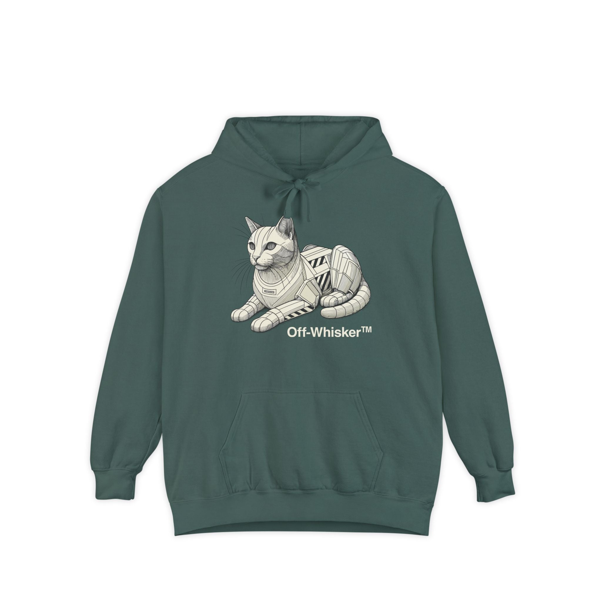 Off-Whisker Mechanical Feline Unit Cat Graphic Blue Spruce Hoodie, hoodie for cat lovers