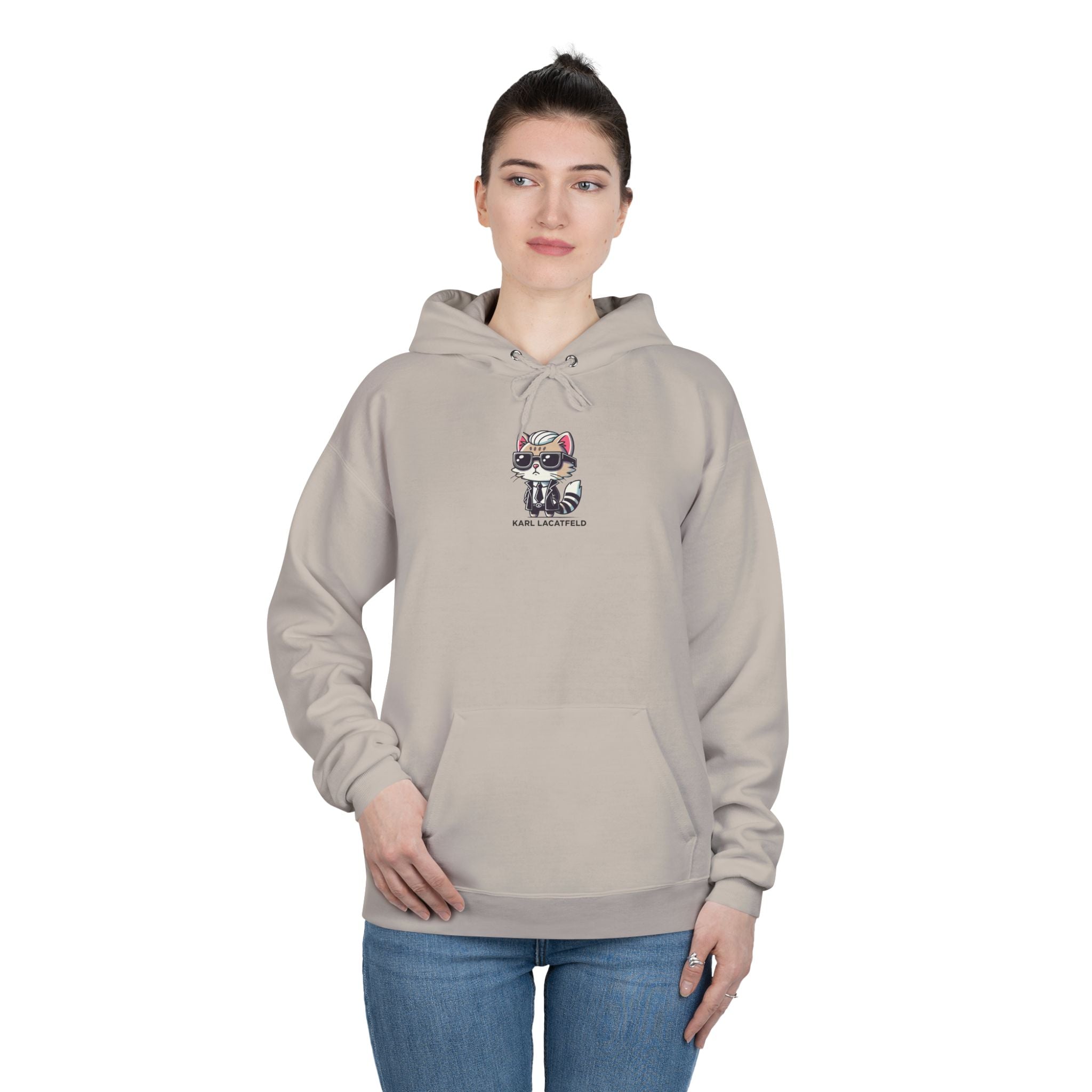 Karl Lacatfeld Chest Icon Cat Graphic Hoodie