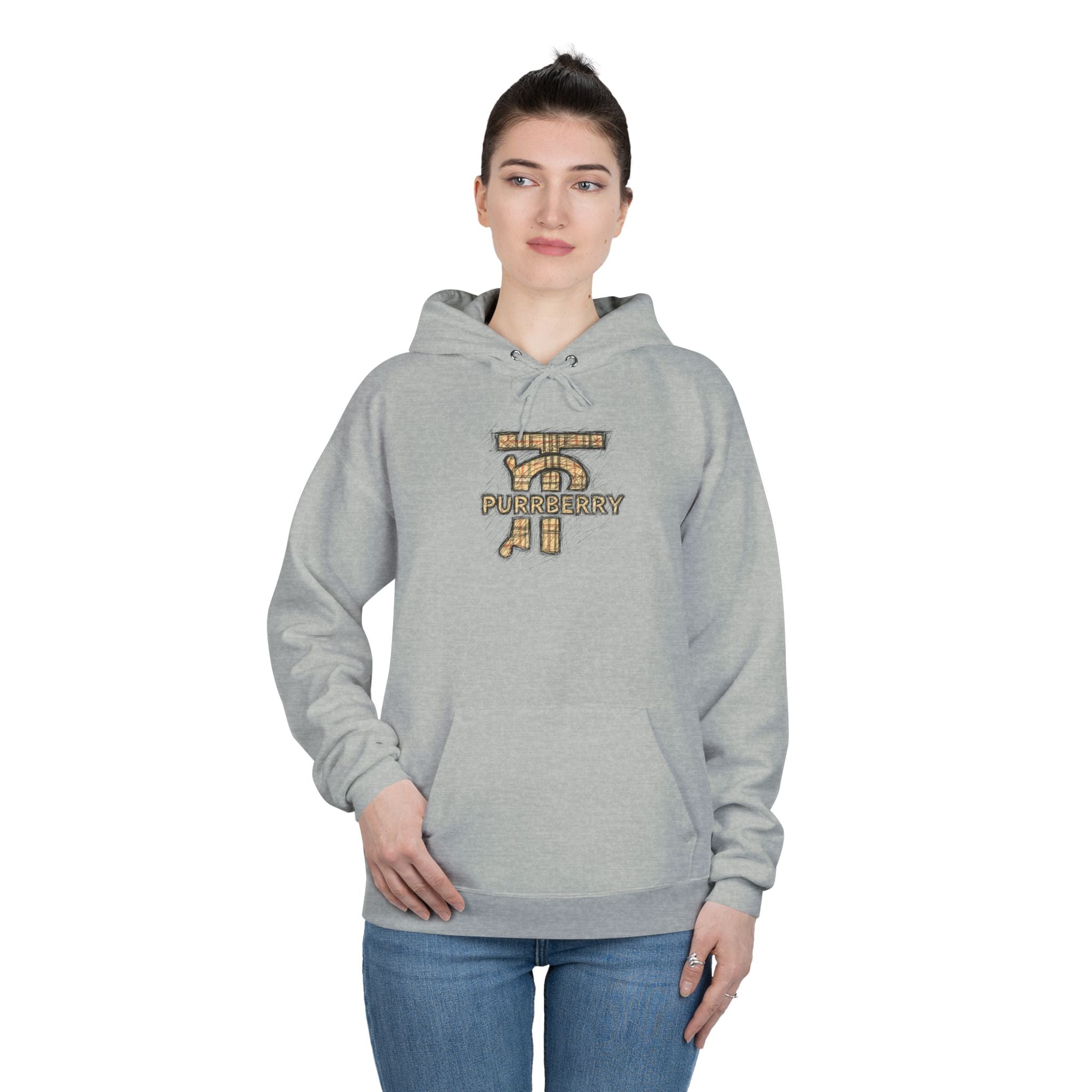Purrberry Chest Sketch Logo Back Cat Graphic Hoodie