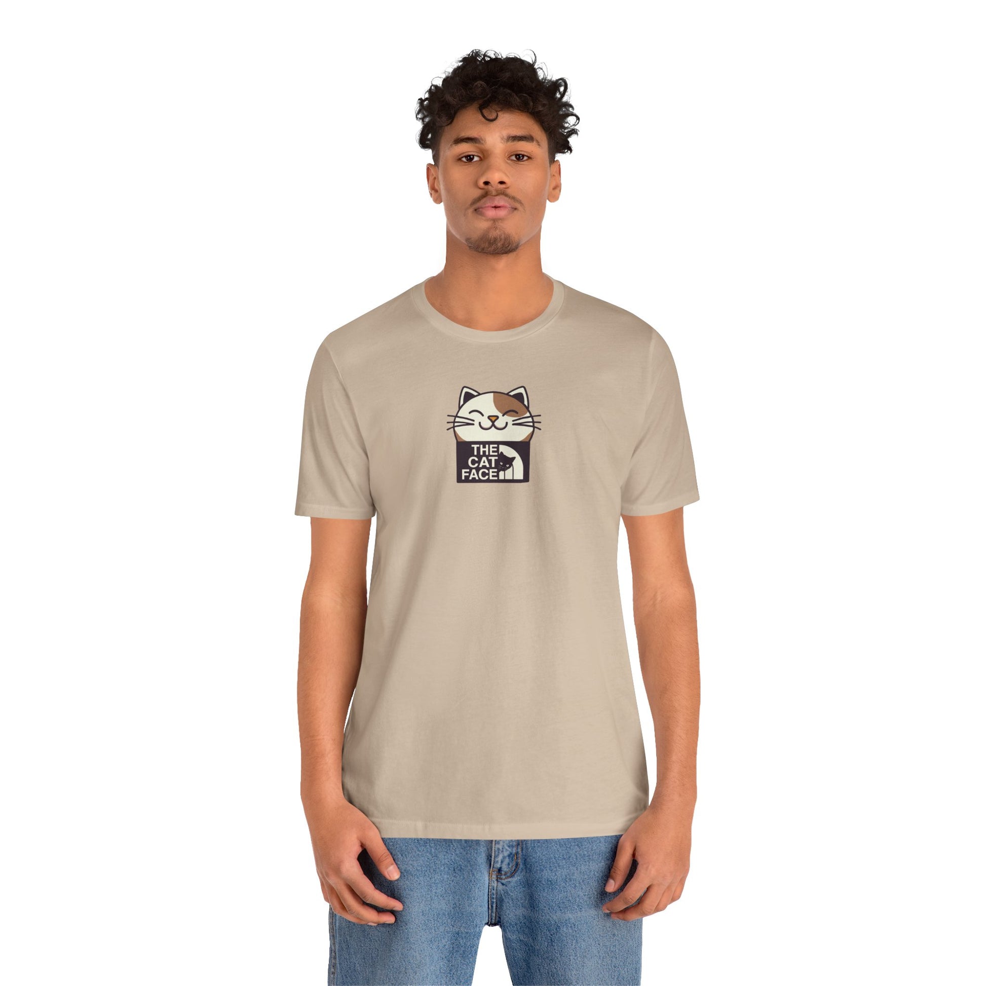 Shirts for cat lovers beige male model front view