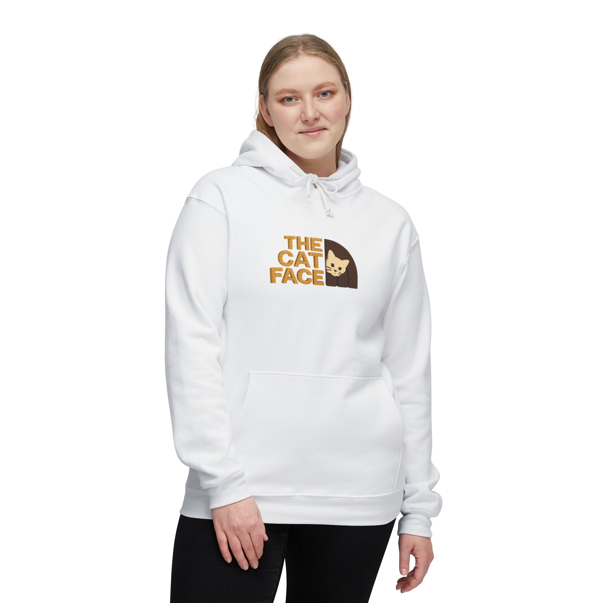 The Cat Face 3D Wool Block Chest Logo & Back Cat Graphic Hoodie