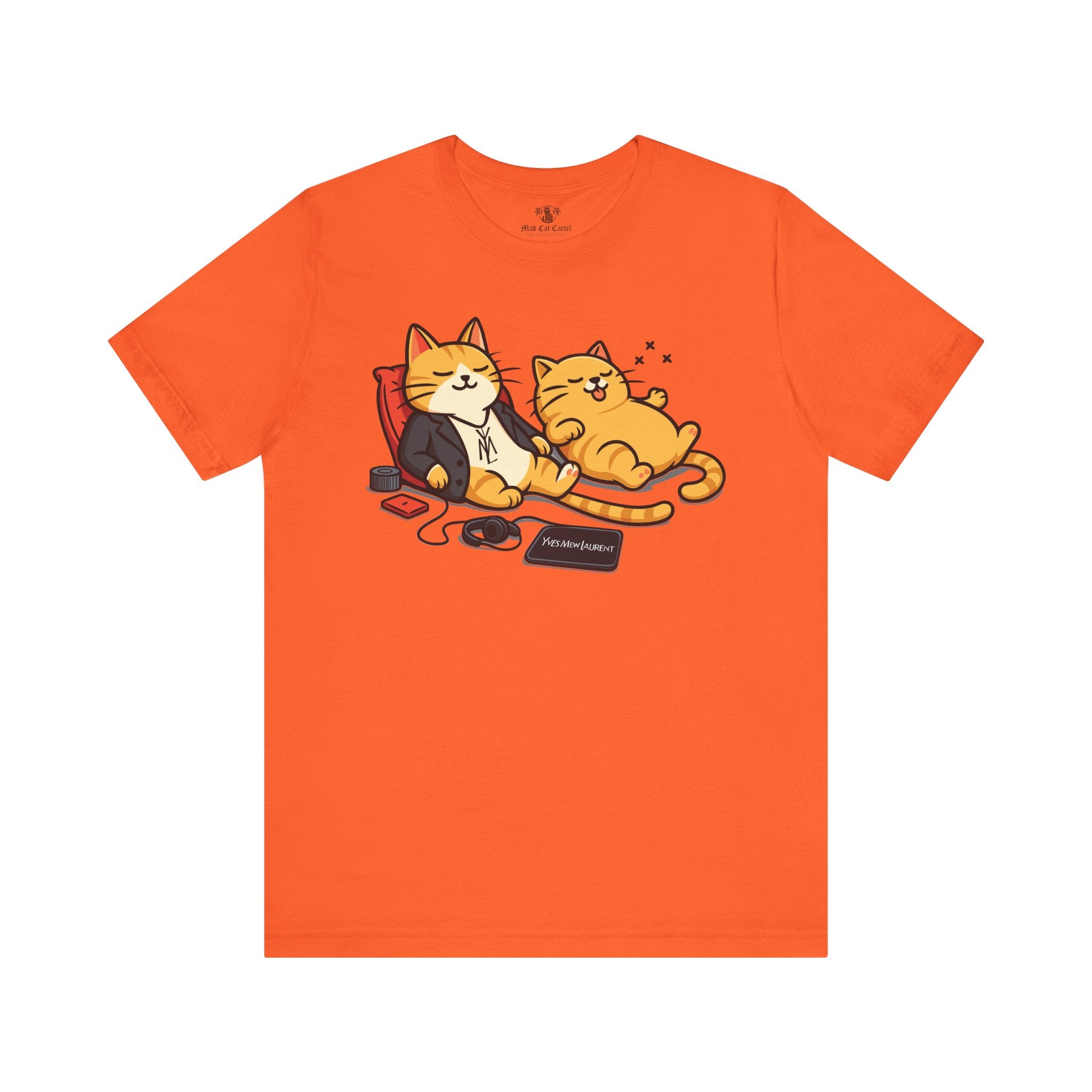 Yves Mew Laurent Chill Cats Cartoon Graphic T Shirt