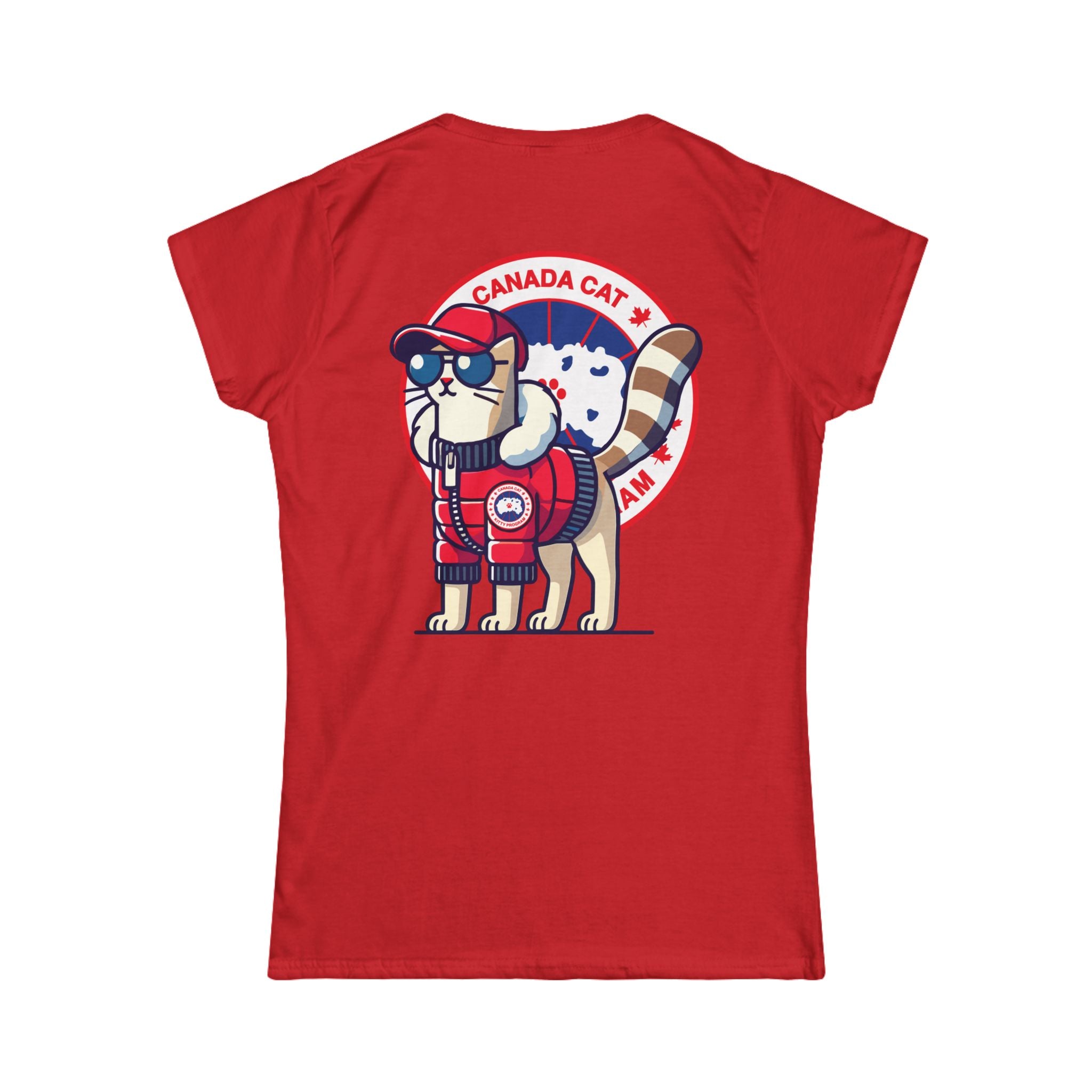 Red Canada Cat Kitty Program Logo Women’s Graphic T-Shirt back flat lay