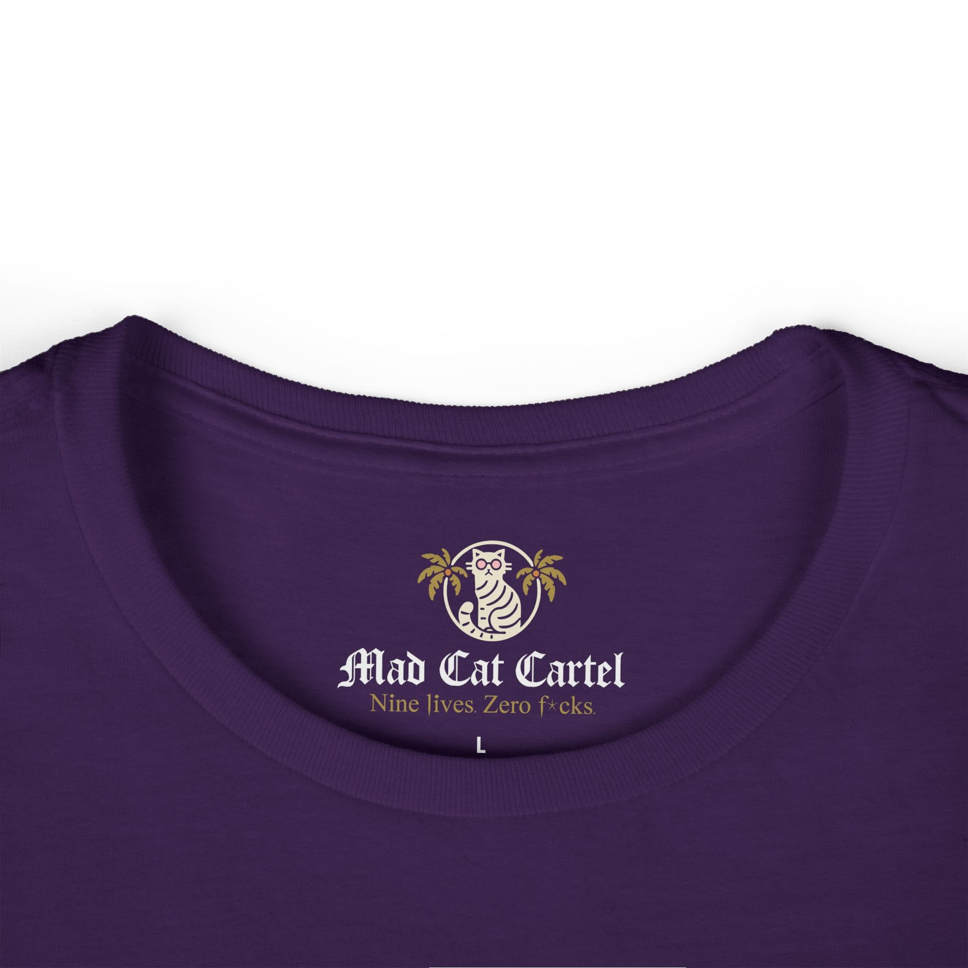 Purple shirts for cat lovers front design close-up