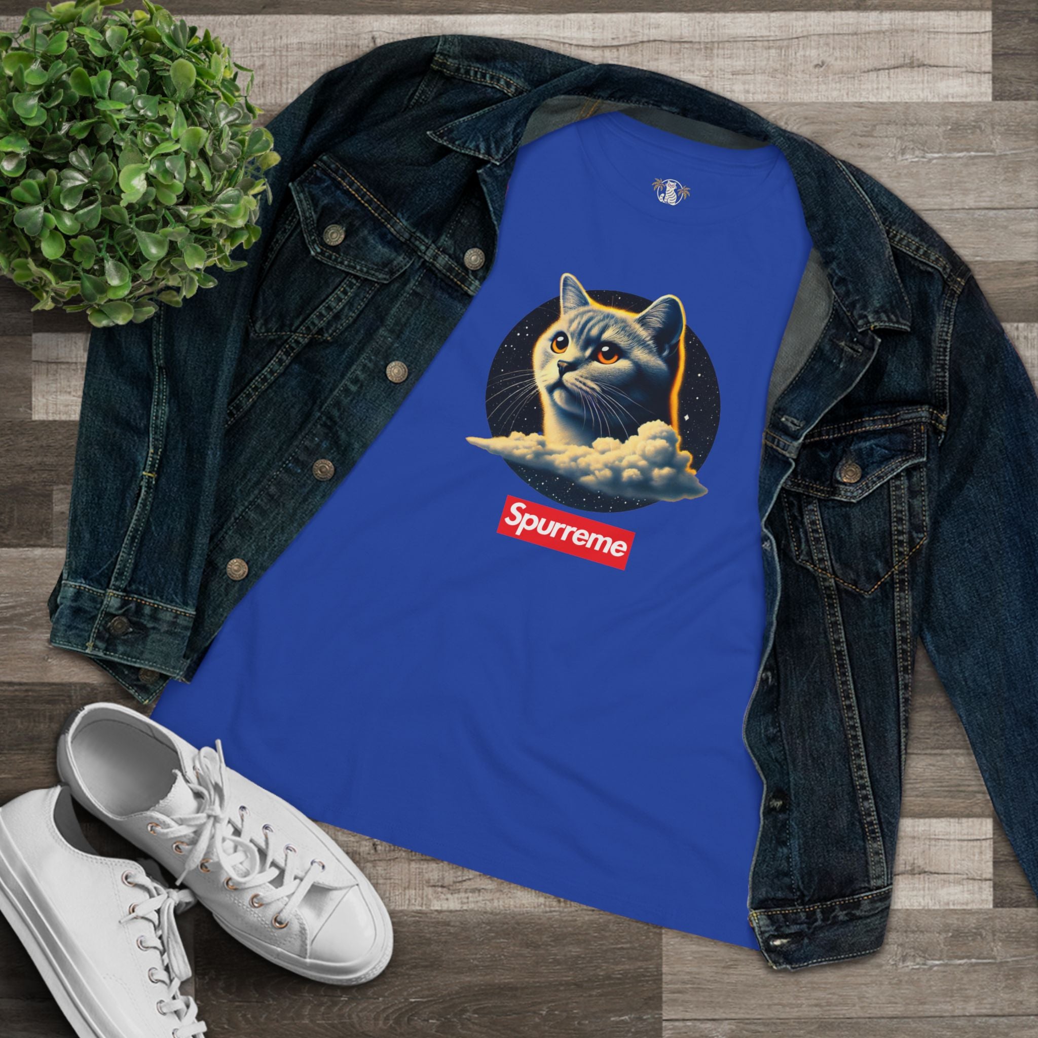 Spurreme Cosmic Cloud Cat Graphic Women's T Shirt