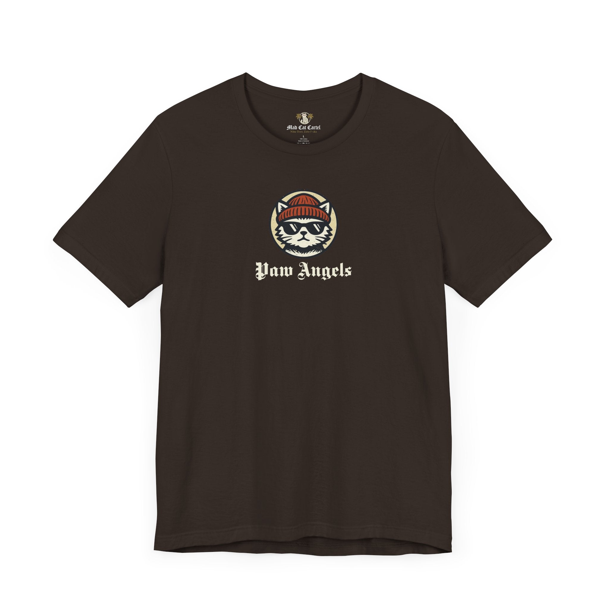 Brown Paw Angels Born to Fly street angel cat t-shirt – mens cat shirts casual