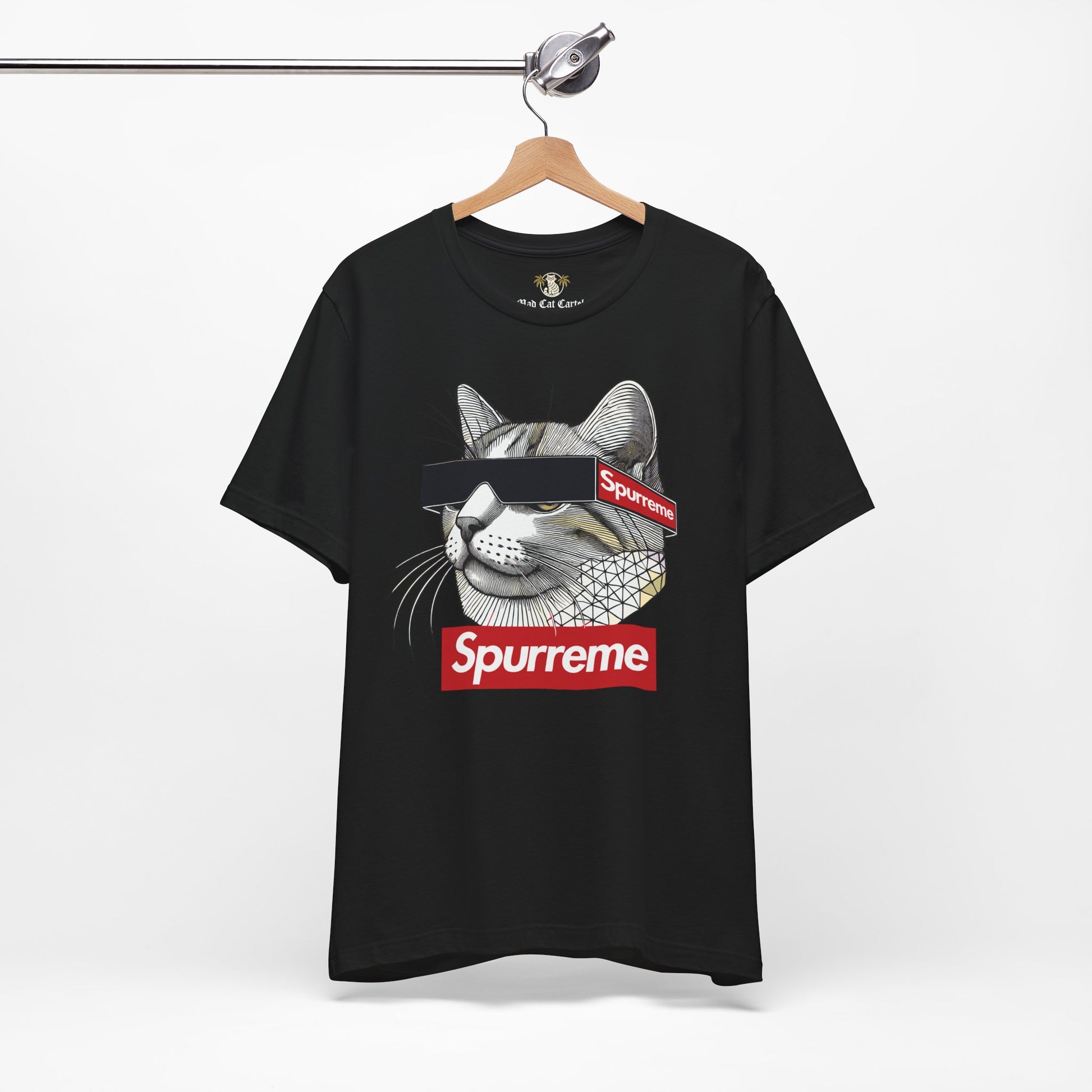 Spurreme Triangular Vision Cat Graphic T Shirt in Black – cat graphic tee for men and women, unisex cat lover shirt