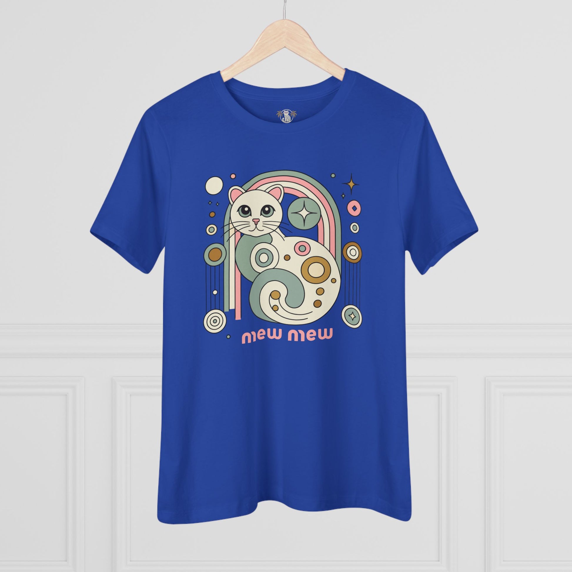 Blue t shirt on hanger front view cool gifts cat lovers