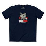 Tommy Hilficat Box Logo Cat Identity T Shirt in Navy Blue, cat themed clothing