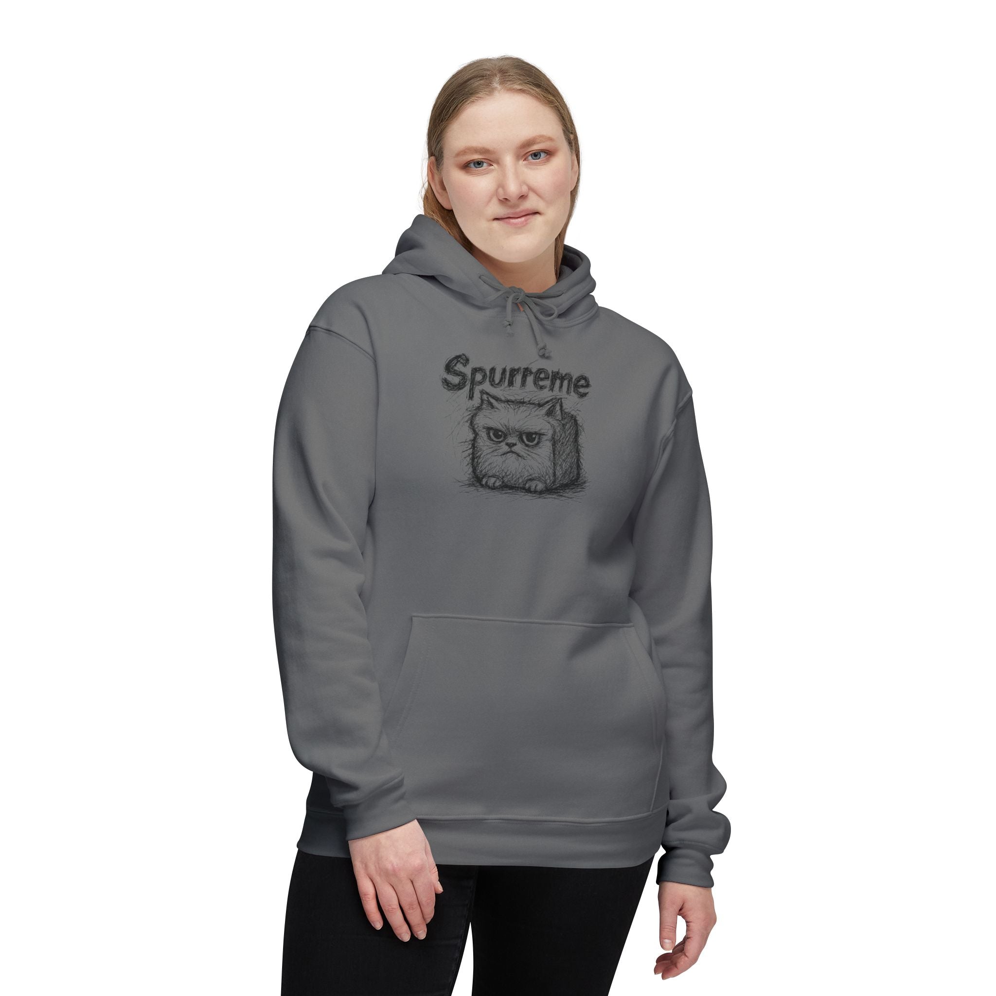 Spurreme Angry Fluffy Loaf Kitty Sketch Graphic Hoodie