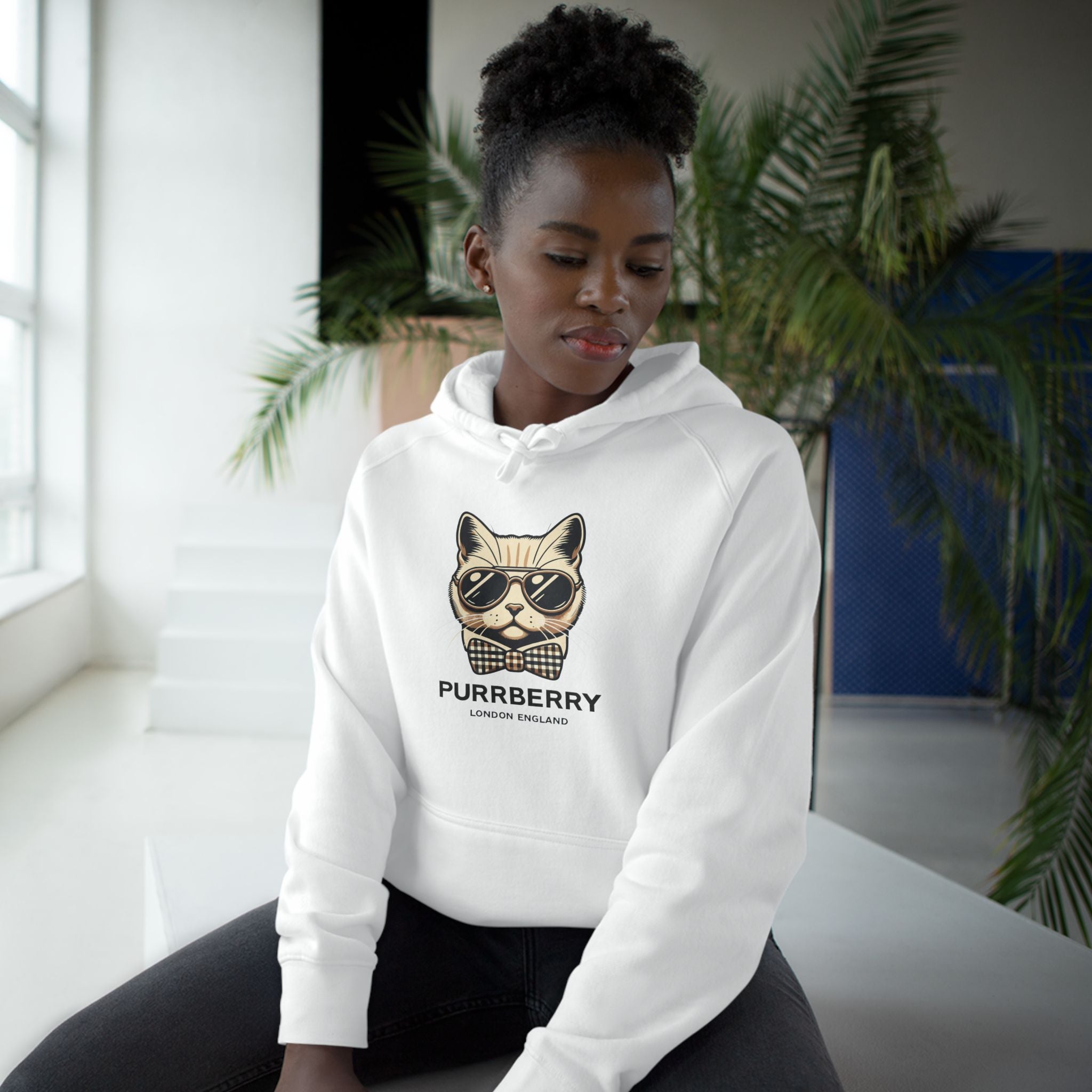 Purrberry Bowtie Icon Cat Graphic Hoodie