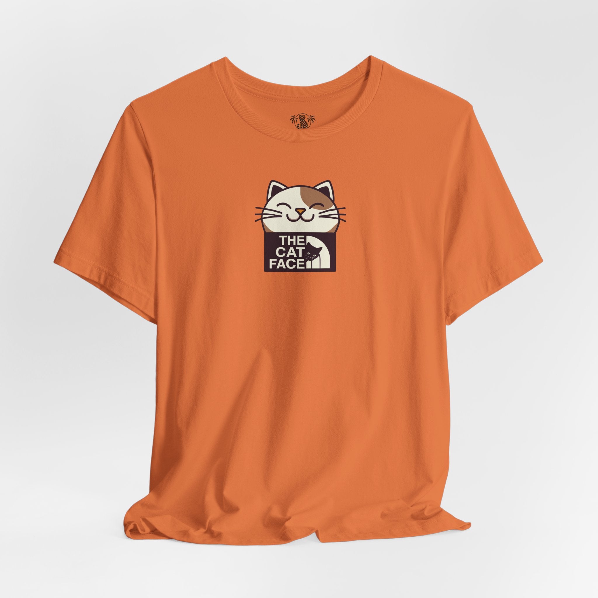 Cat face shirt burnt orange front view