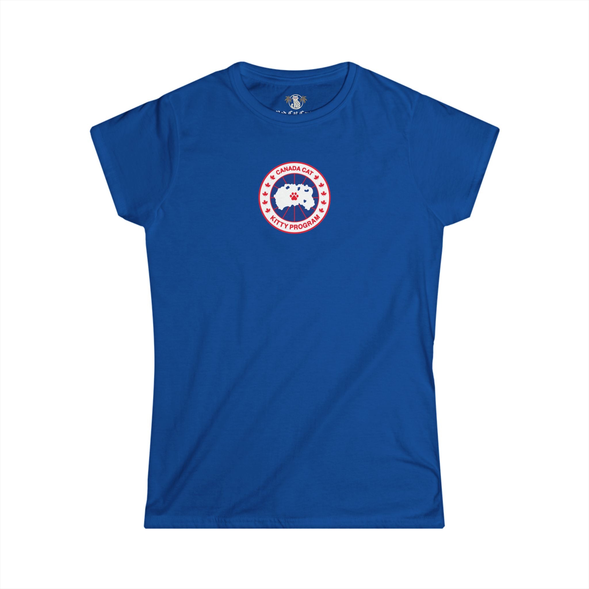 Canada Cat Kitty Program Logo Women’s Cat Tee Royal Blue flat lay front
