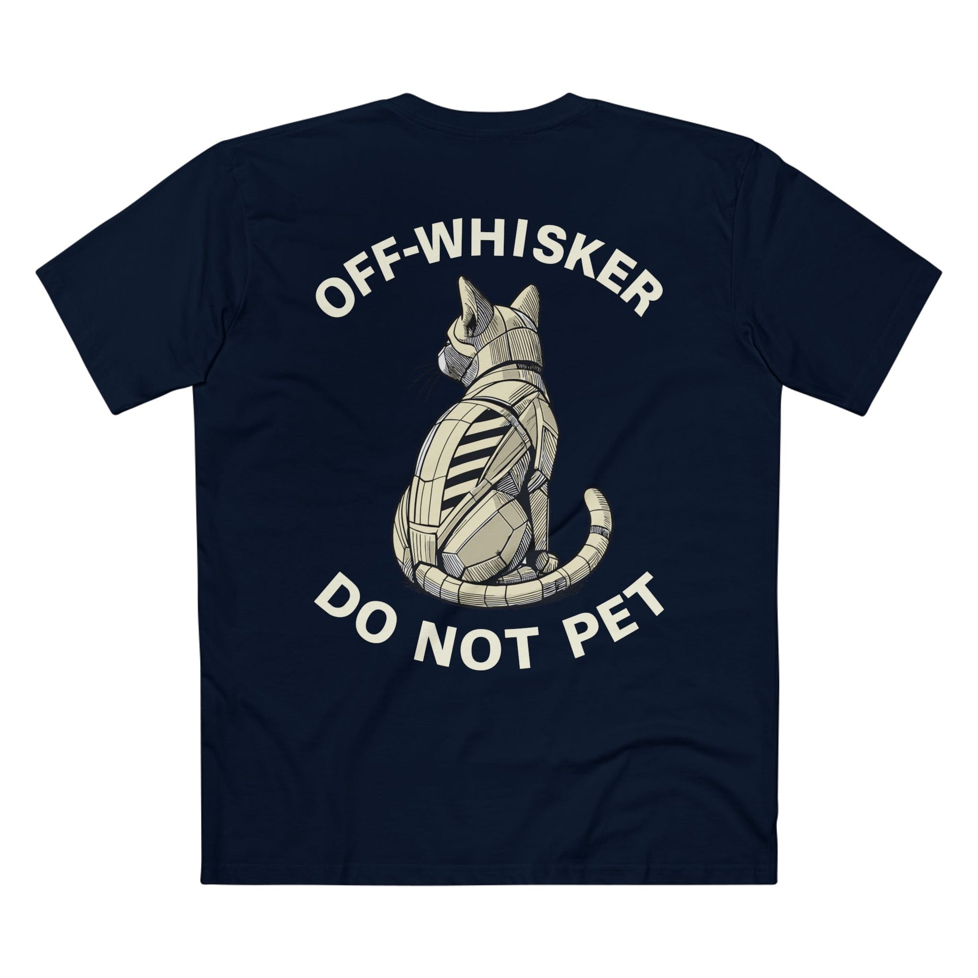 Navy Off-Whisker Gen-01 Mech Cat t-shirt – cat t shirts for men, unique gifts for cat lovers