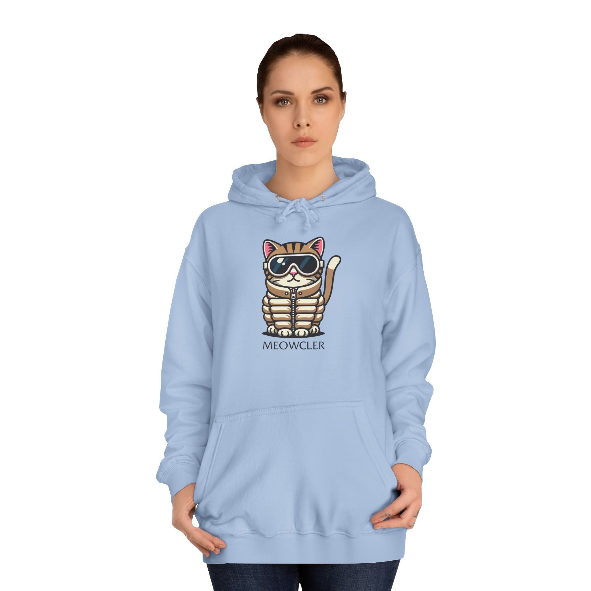 Meowcler Chest Puffer Cat Graphic Hoodie