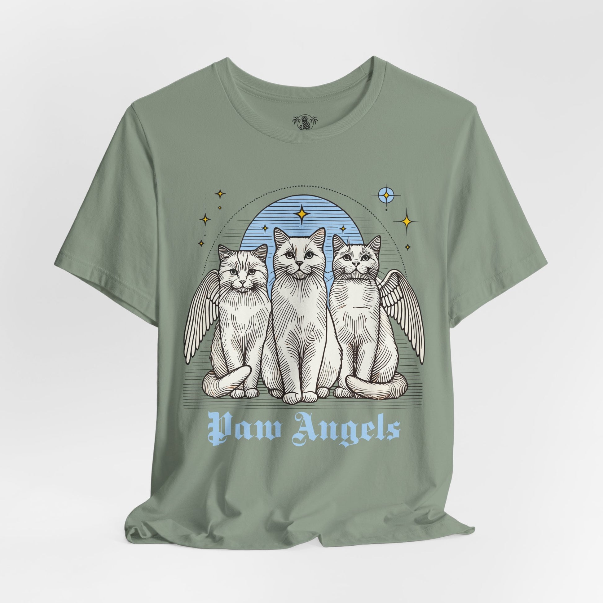 Sage Holy Trinity t shirt front view – tee shirts with cats