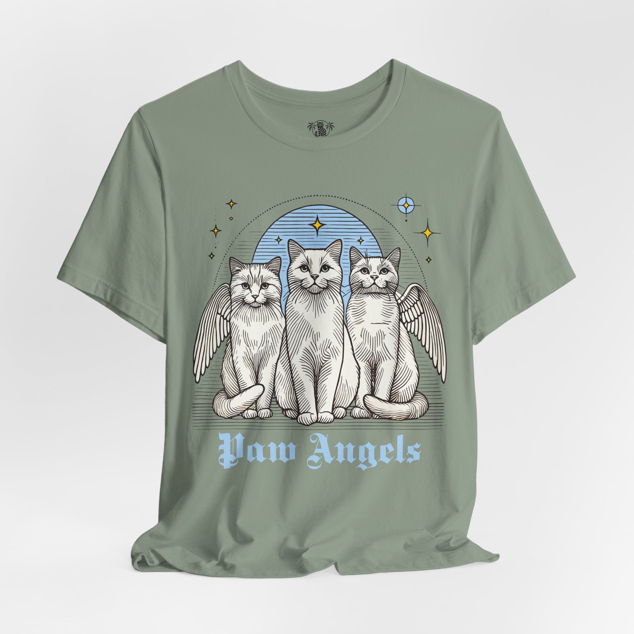 Sage Holy Trinity t shirt front view – tee shirts with cats