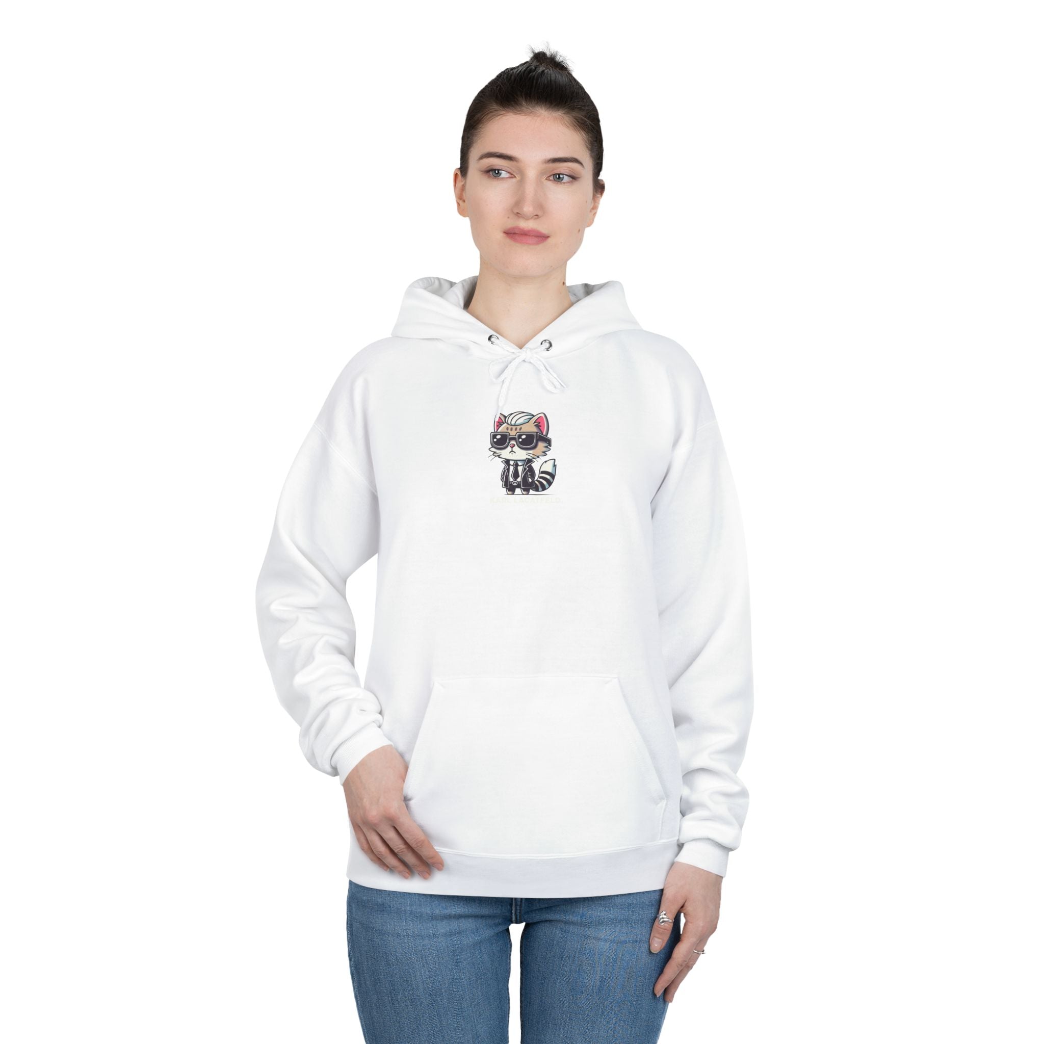 Karl Lacatfeld Chest Icon Cat Graphic Hoodie