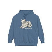Off-Whisker Mechanical Feline Unit Cat Graphic Blue Jean Hoodie, cat clothes for humans