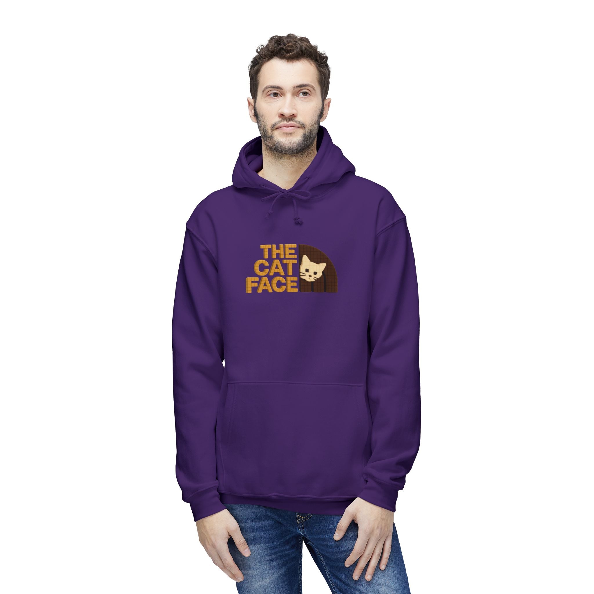 The Cat Face 3D Wool Block Chest Logo & Back Cat Graphic Hoodie