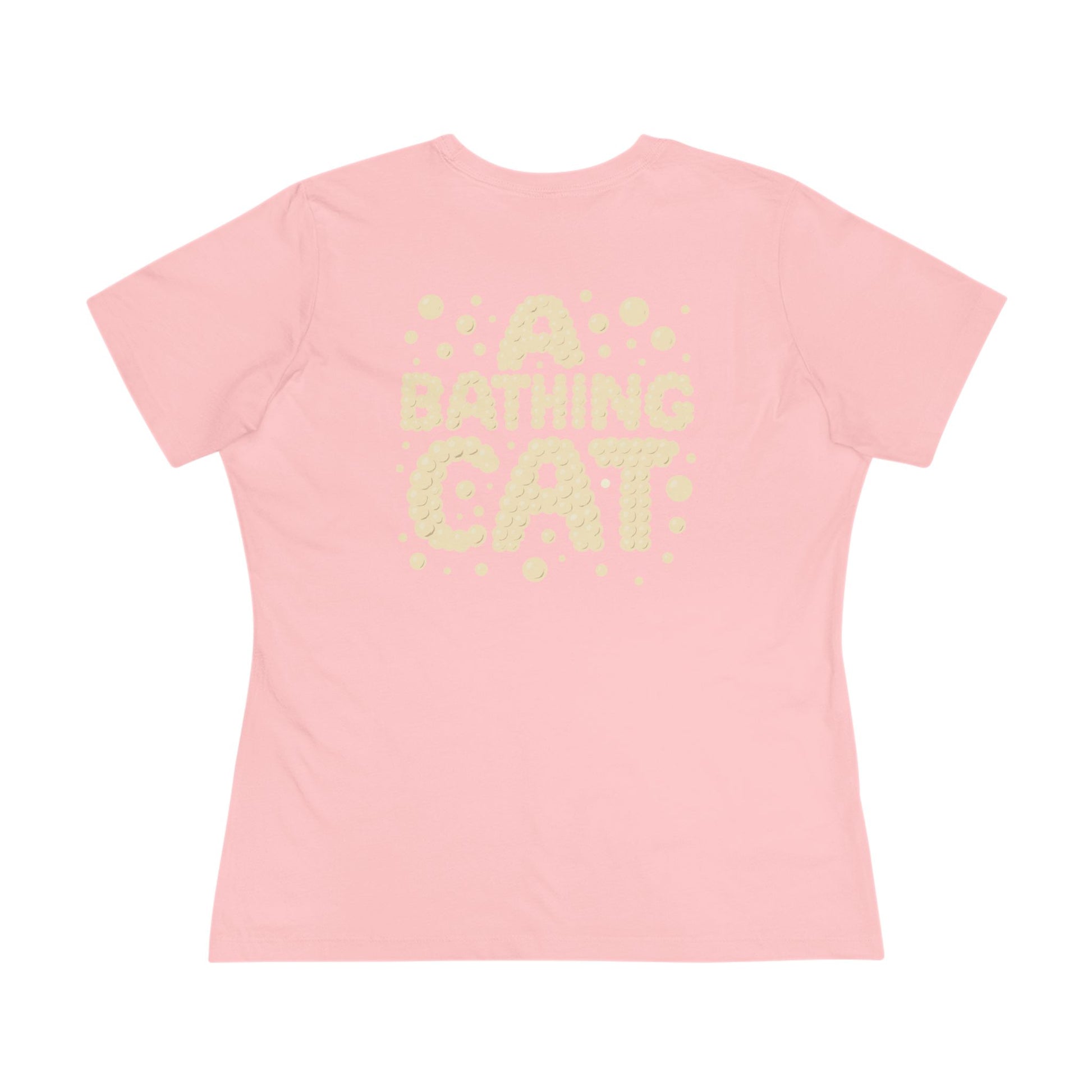 Pink cat t shirt women's back print flat lay