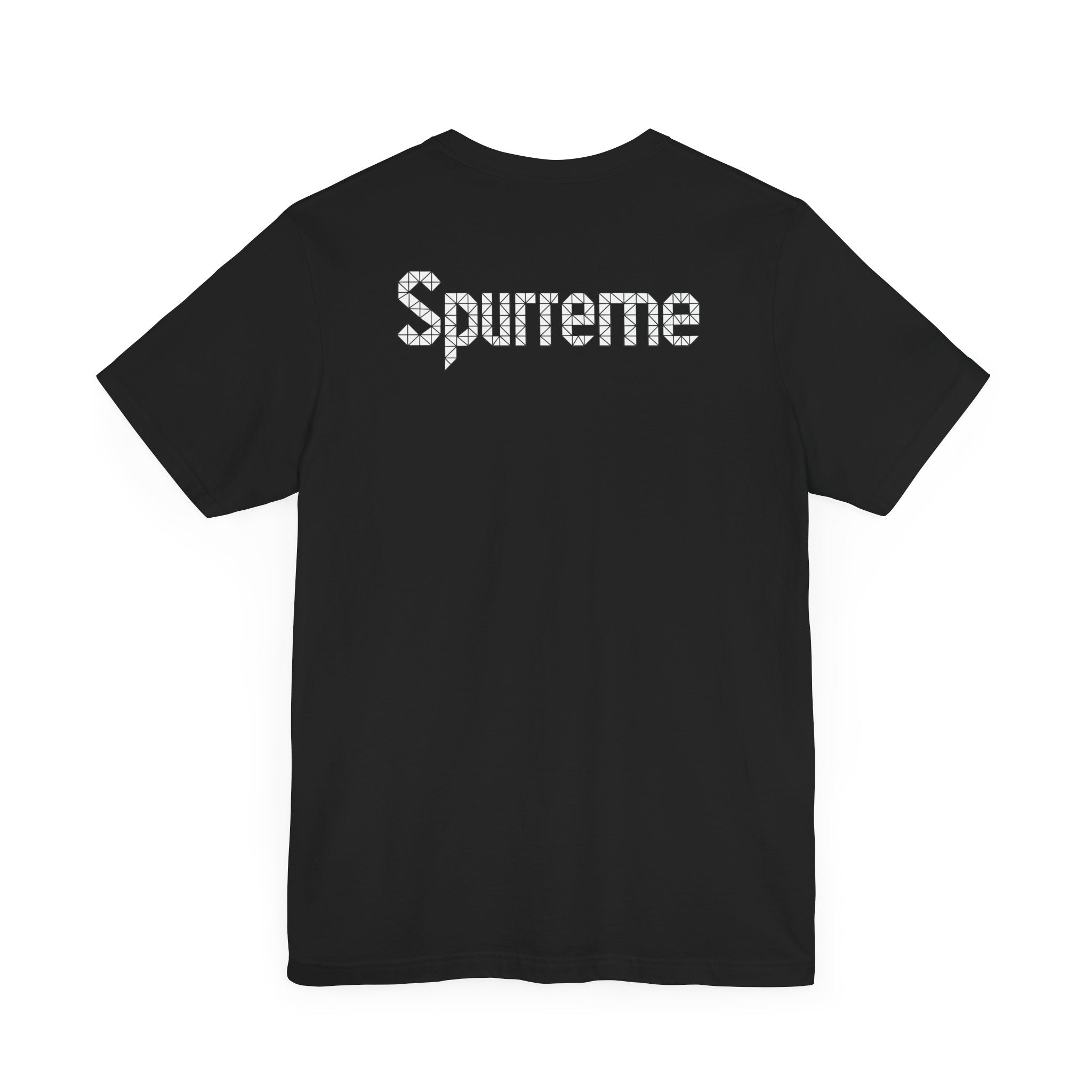 Black Spurreme Triangular Vision Cat Graphic T-Shirt back view – men's cat shirt
