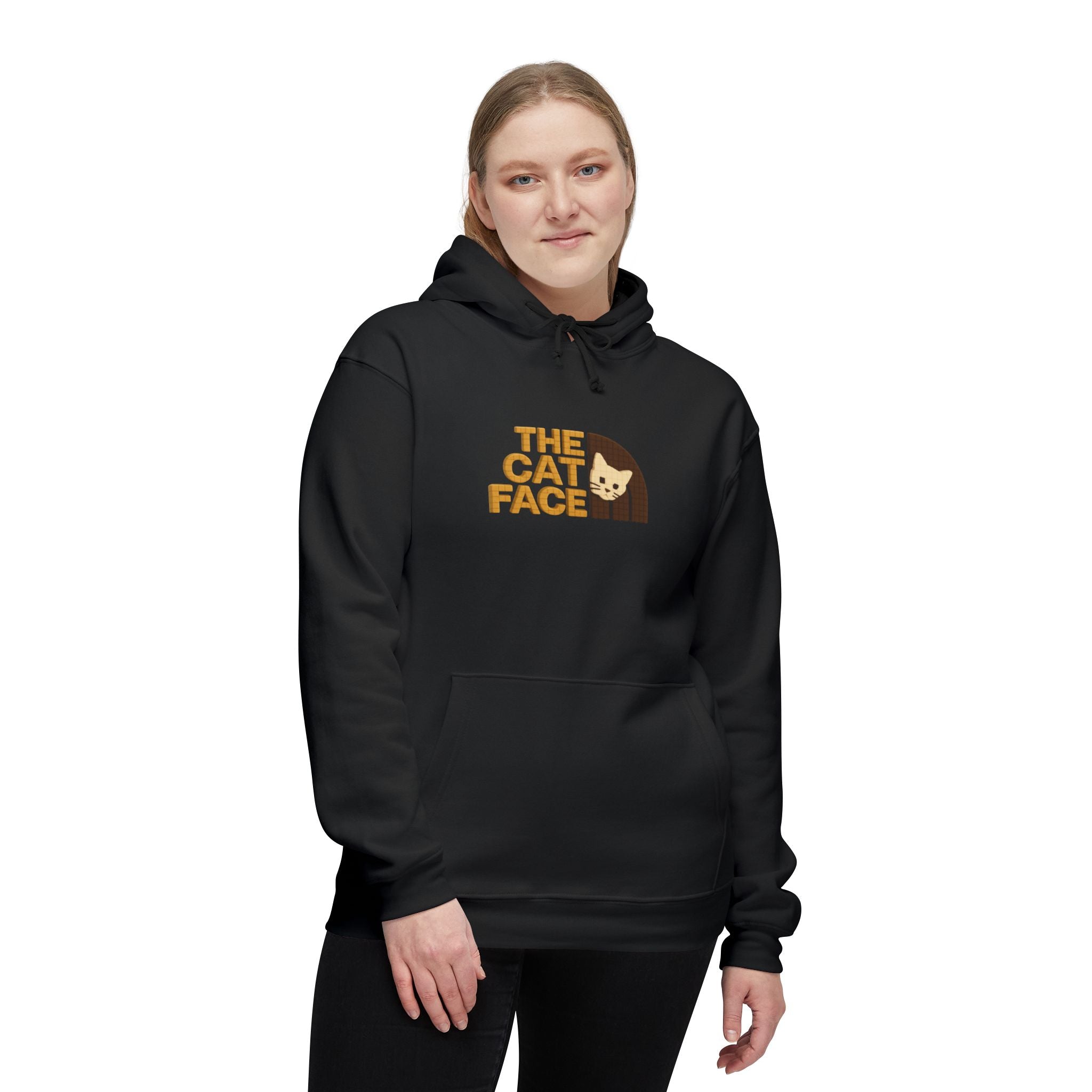 The Cat Face 3D Wool Block Chest Logo & Back Cat Graphic Hoodie