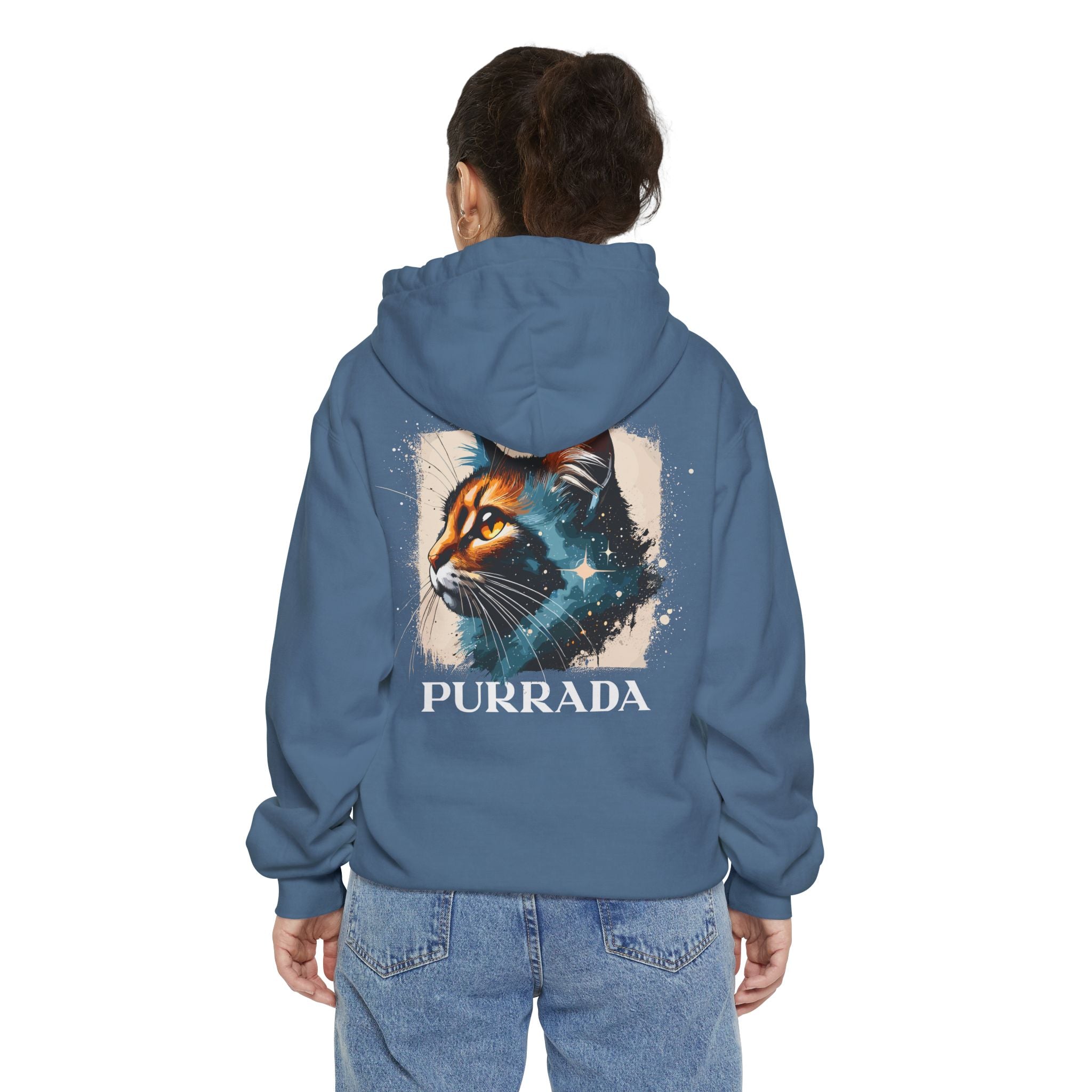 Purrada Chest Logo Cosmic Gaze Cat Graphic Hoodie