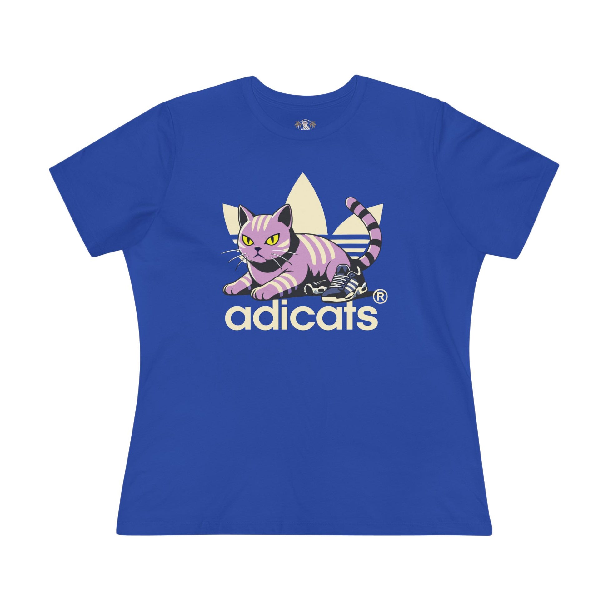 Royal Blue Adicats Street Prowler Women’s Graphic T-Shirt flat lay front