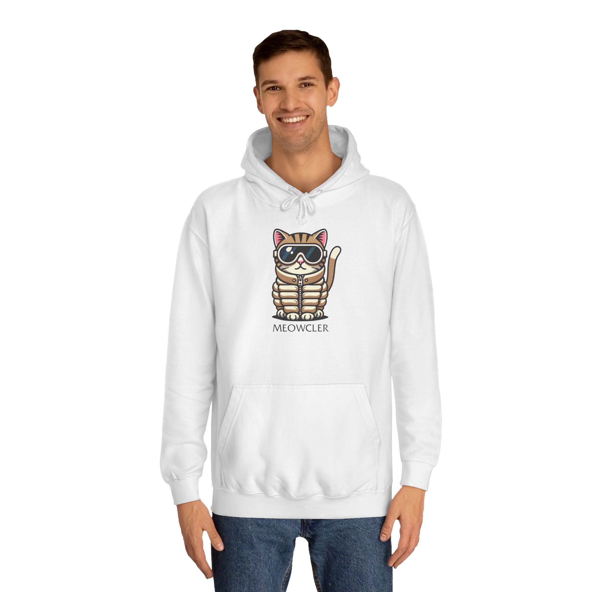 Meowcler Chest Puffer Cat Graphic Hoodie