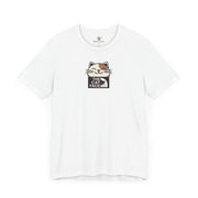 The Cat Face Winking Cat Logo Graphic T-Shirt White – unisex cat face shirt flat lay front