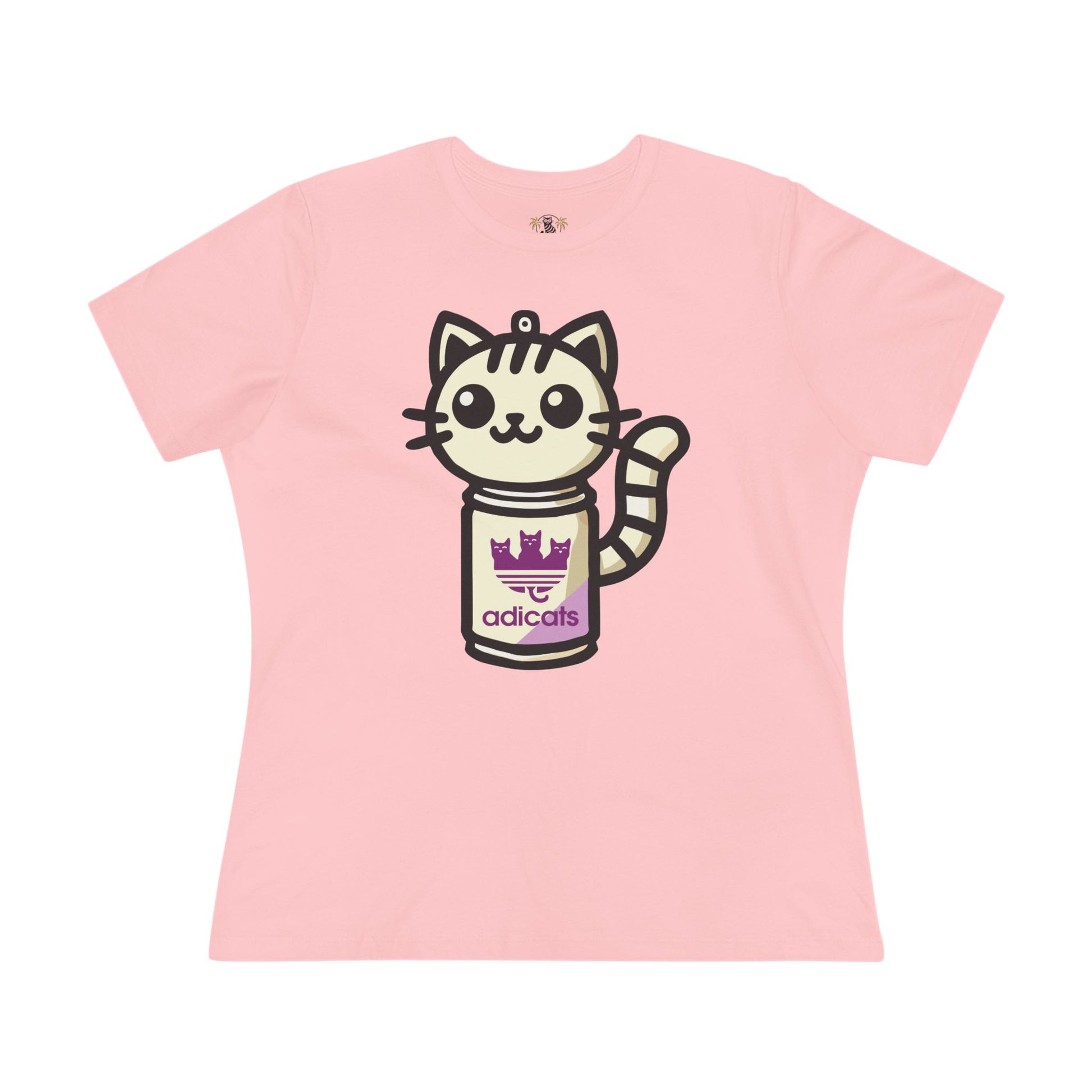 Pink cat lady tee funny t shirts for women flat lay back view