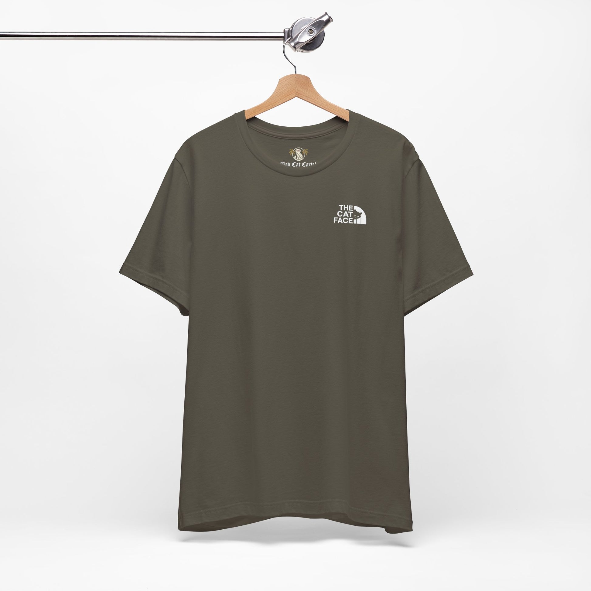 Cool cat shirts army green on hanger