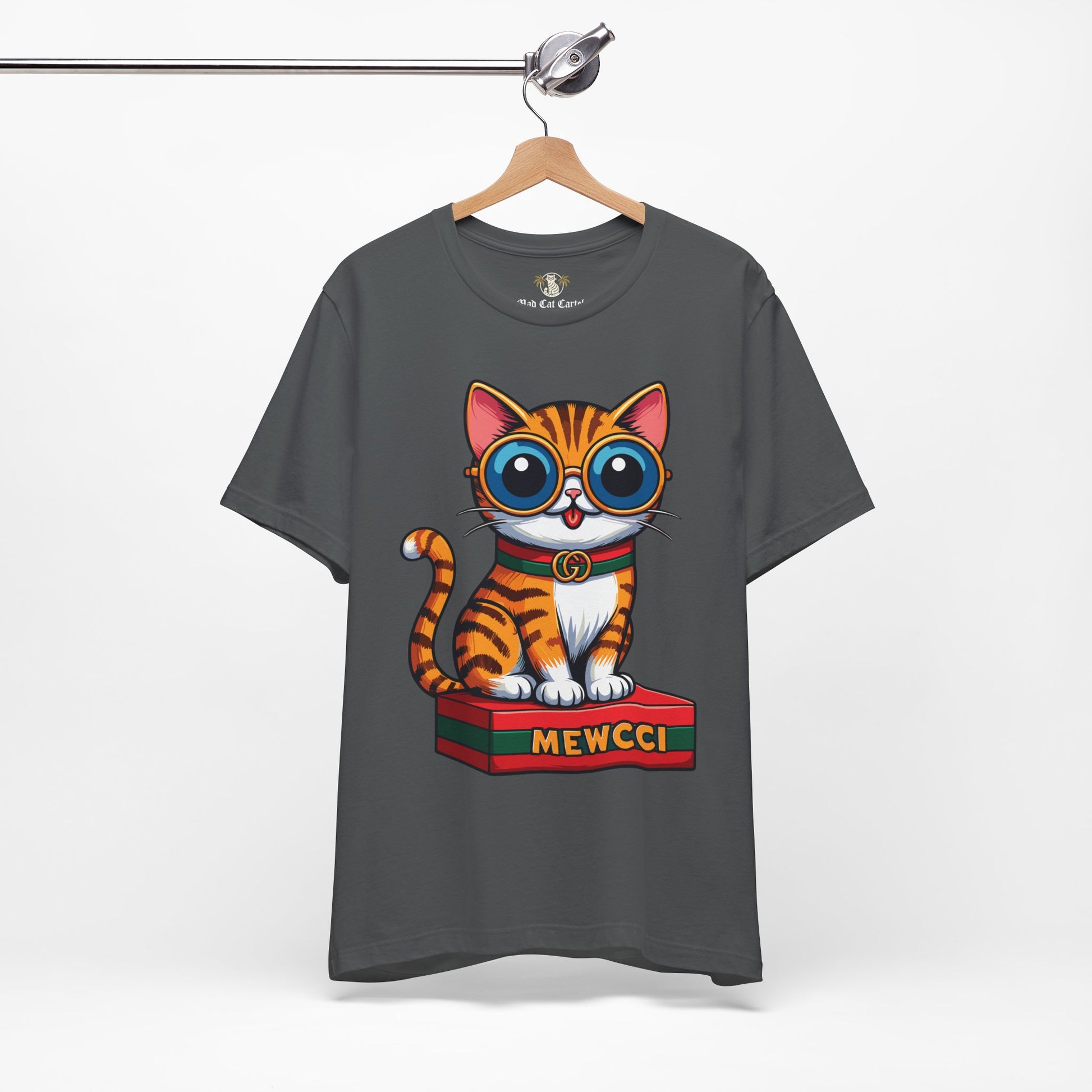 Hanging Mewcci Iconic Box Cat Graphic T-Shirt in Gray