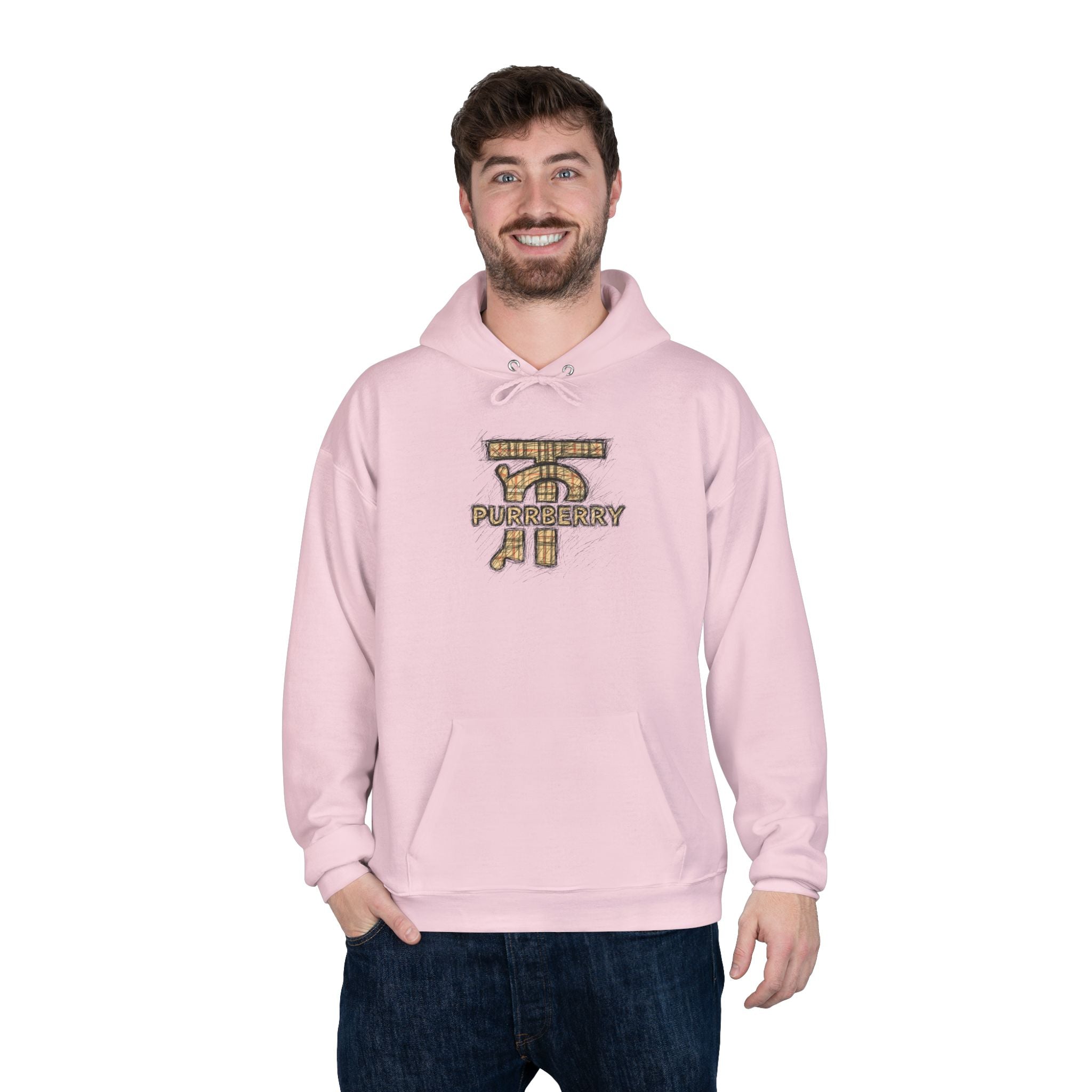 Purrberry Chest Sketch Logo Back Cat Graphic Hoodie
