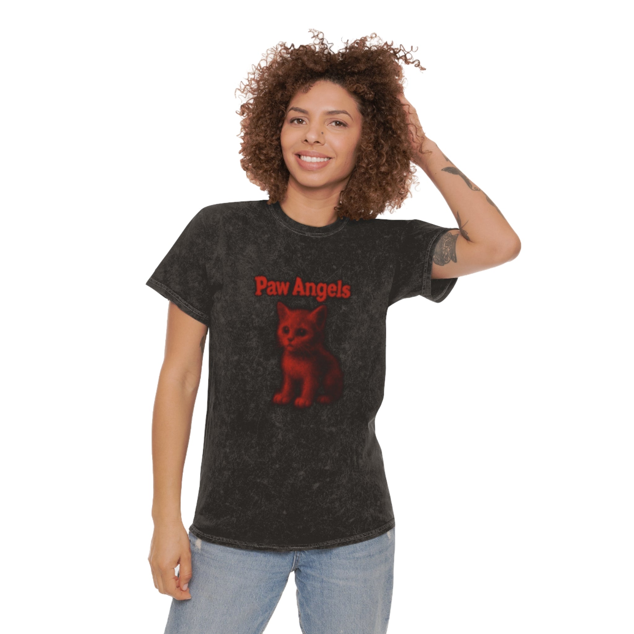 Paw Angels Red Kitty Aura Mineral Wash T Shirt
