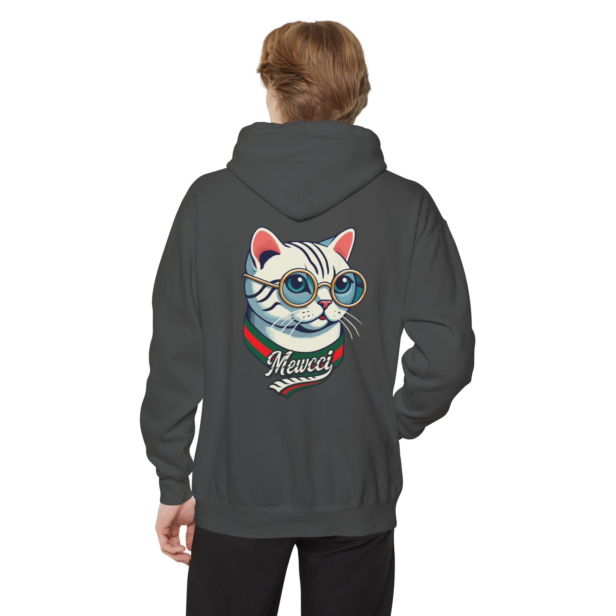 Mewcci Chest Logo Cat Icon Back Graphic Hoodie