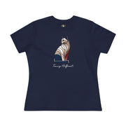 Tommy Hilficat The Sitting Icon Women's T Shirt in Navy Blue, t shirts with cats