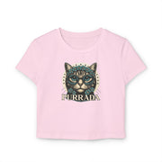 Purrada Flower-Crowned Cat Graphic Women's Baby T Shirt, cat graphic shirt