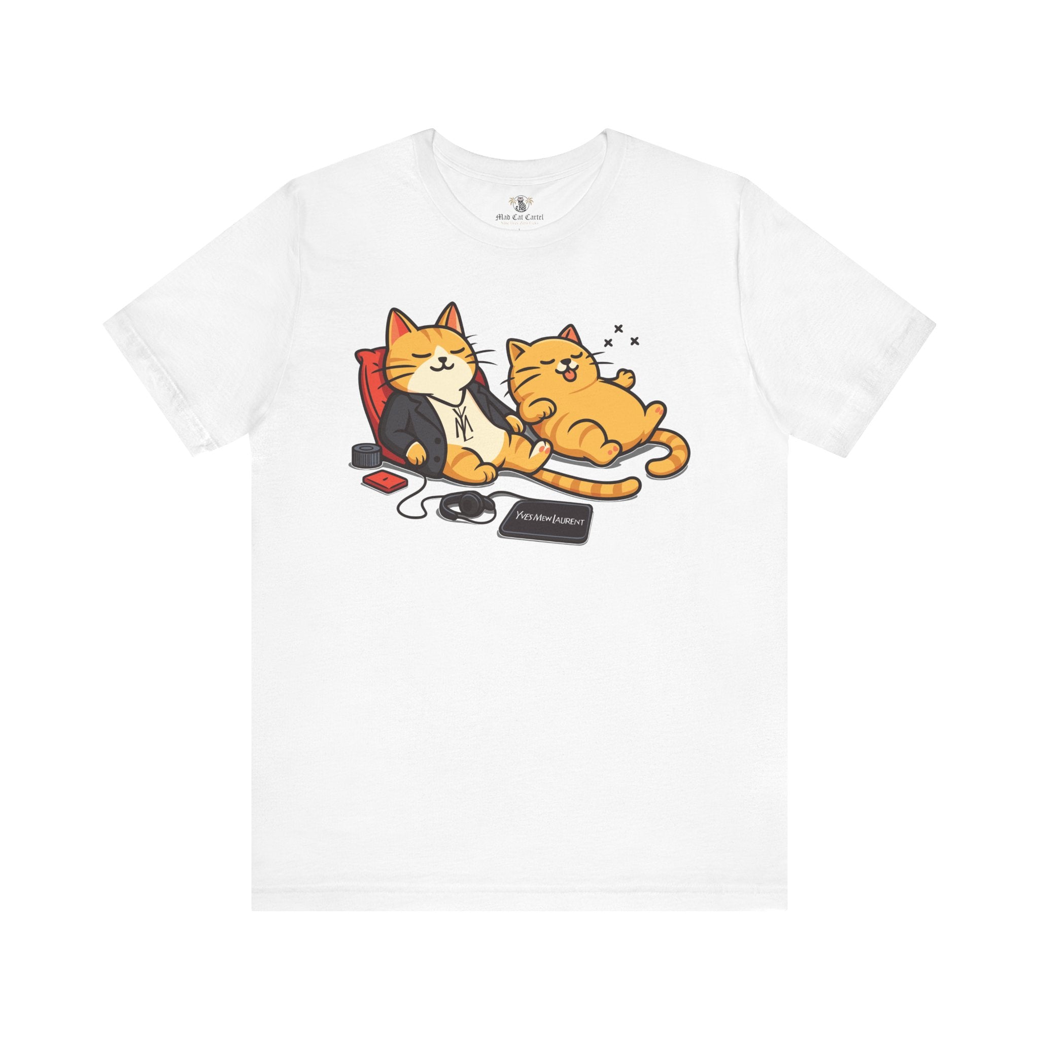 Yves Mew Laurent Chill Cats Cartoon Graphic T Shirt