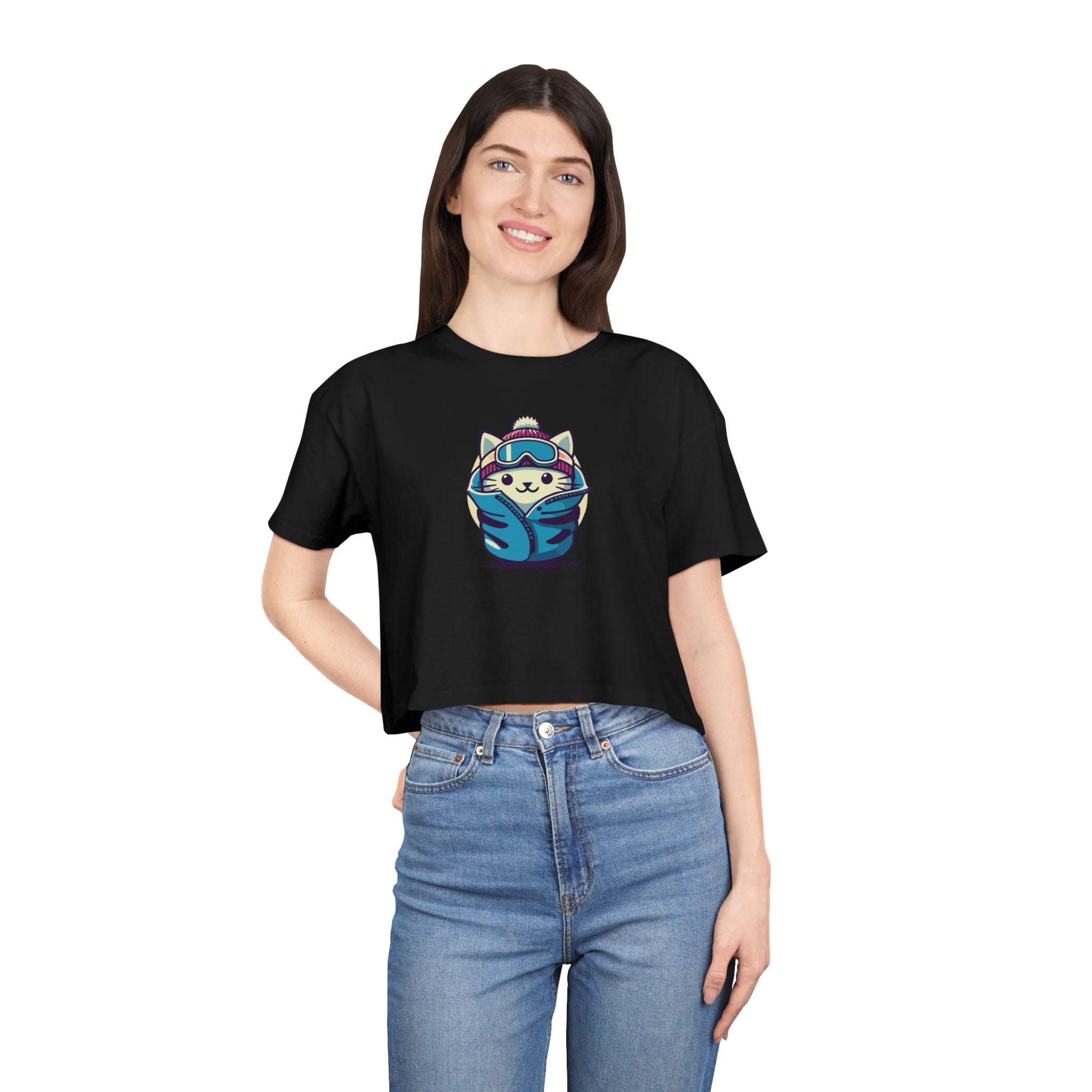 The Cat Face Apres Ski Kitty Women's Crop T Shirt