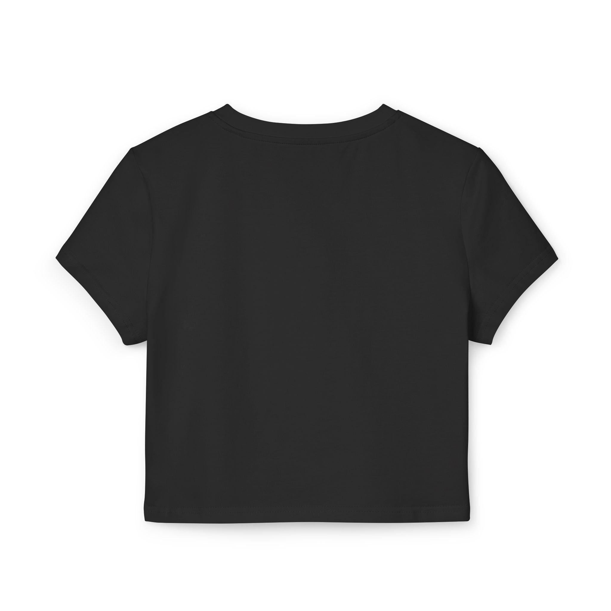 Black graphic baby tee women’s style back view plain