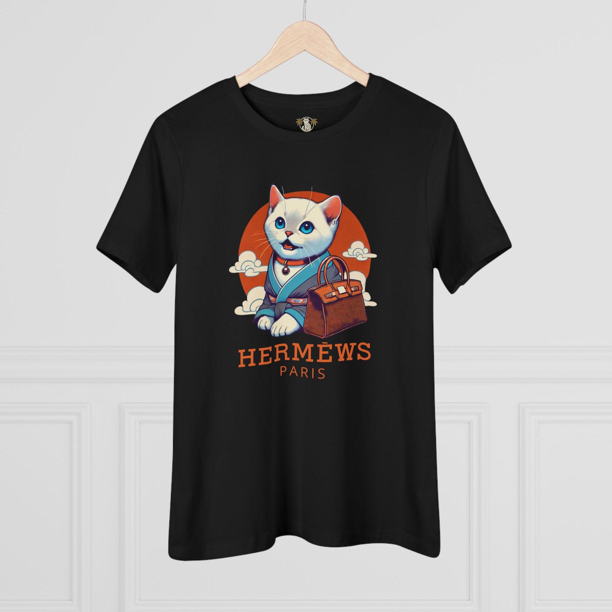 Hanging view Hermèws Paris Birkin Cat Black Women’s T Shirt