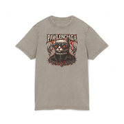 Pawlenciaga Apocalypse Cat Graphic Acid Washed T-Shirt, khaki color front view, shirts for cat lovers