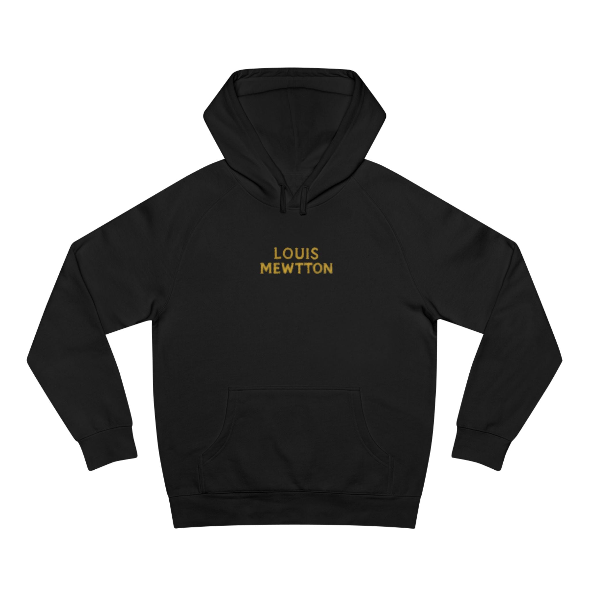 Louis Mewtton Chest Logo Yellow Aura Cat Graphic Black Hoodie