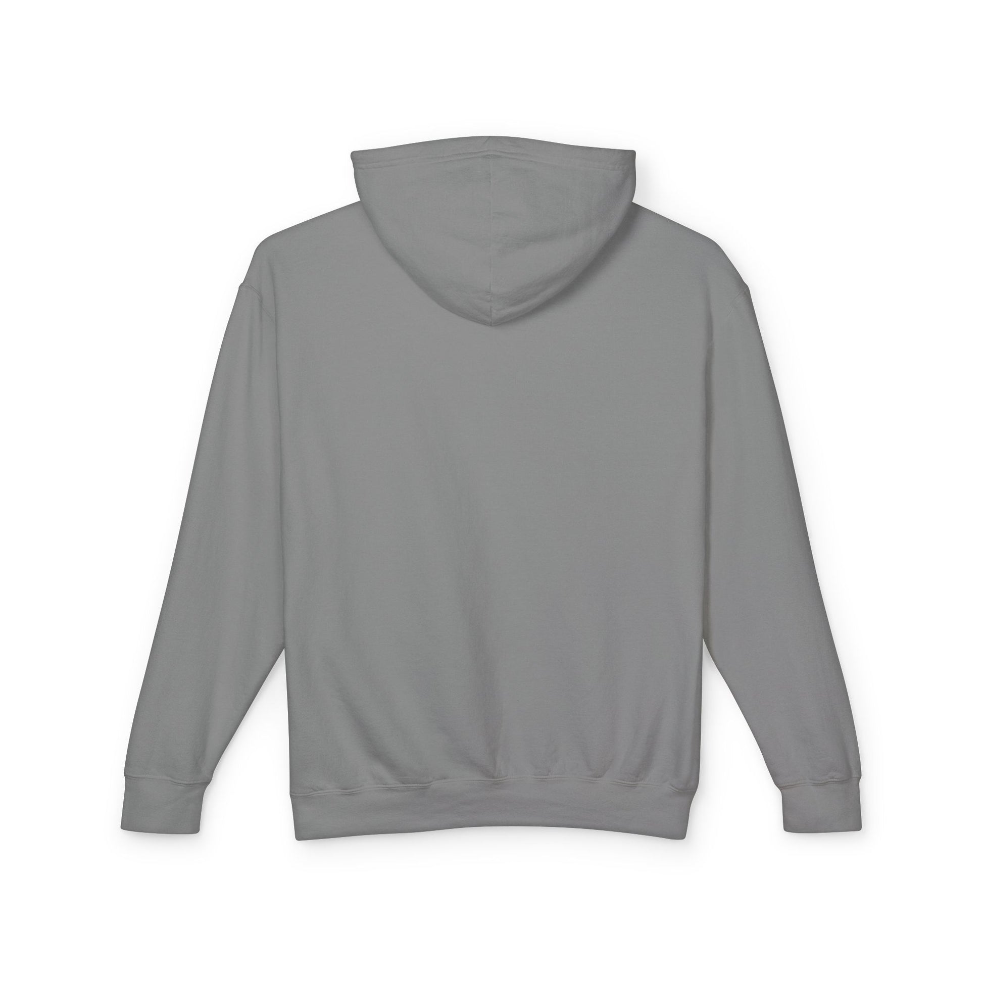 Back view of gray hoodie with cat pasta sketch design, gifts for cat lovers