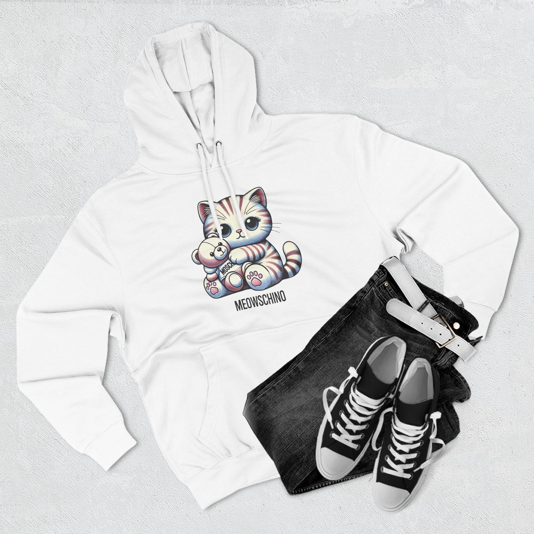 Meowschino Teddy Hug Cat Graphic Hoodie