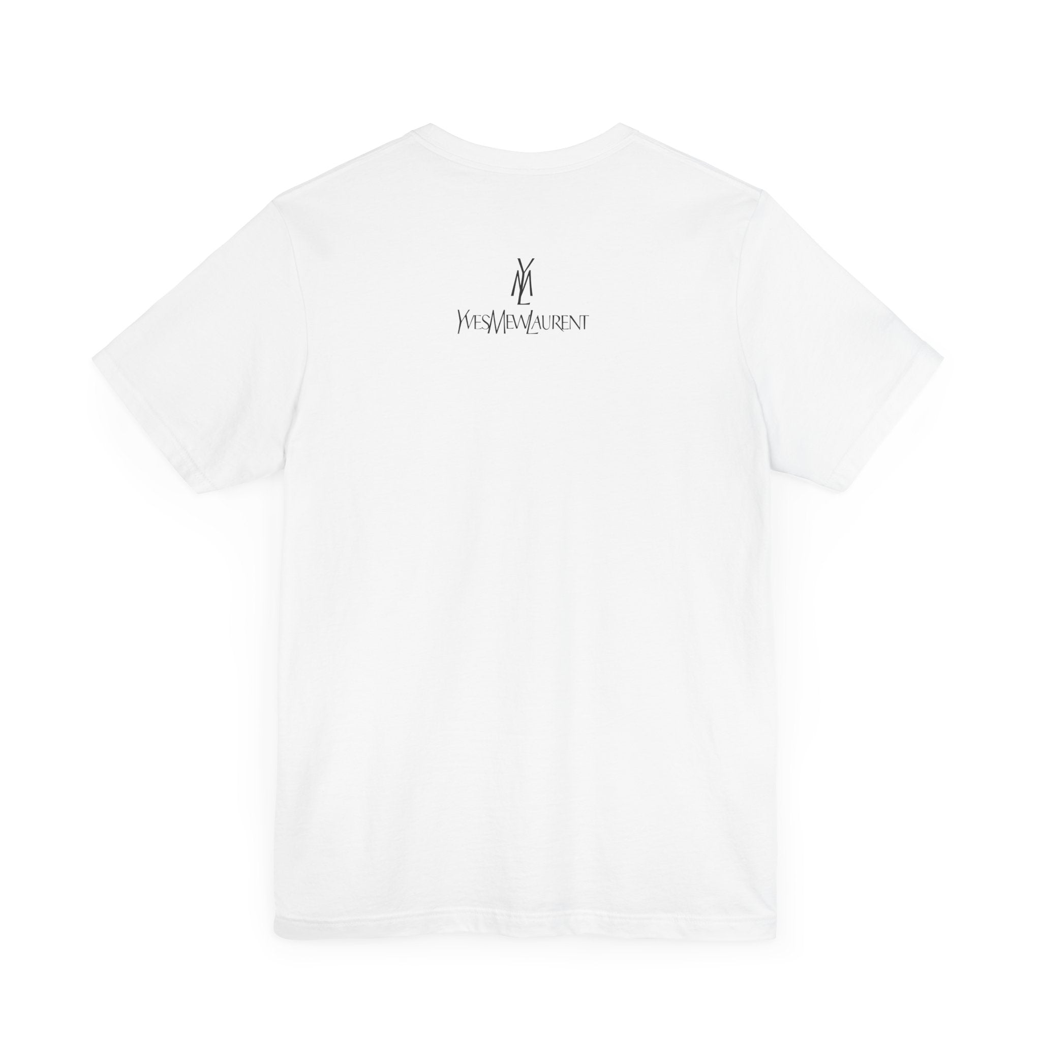 back view, white chill cats t shirt, breathable cotton, everyday fit