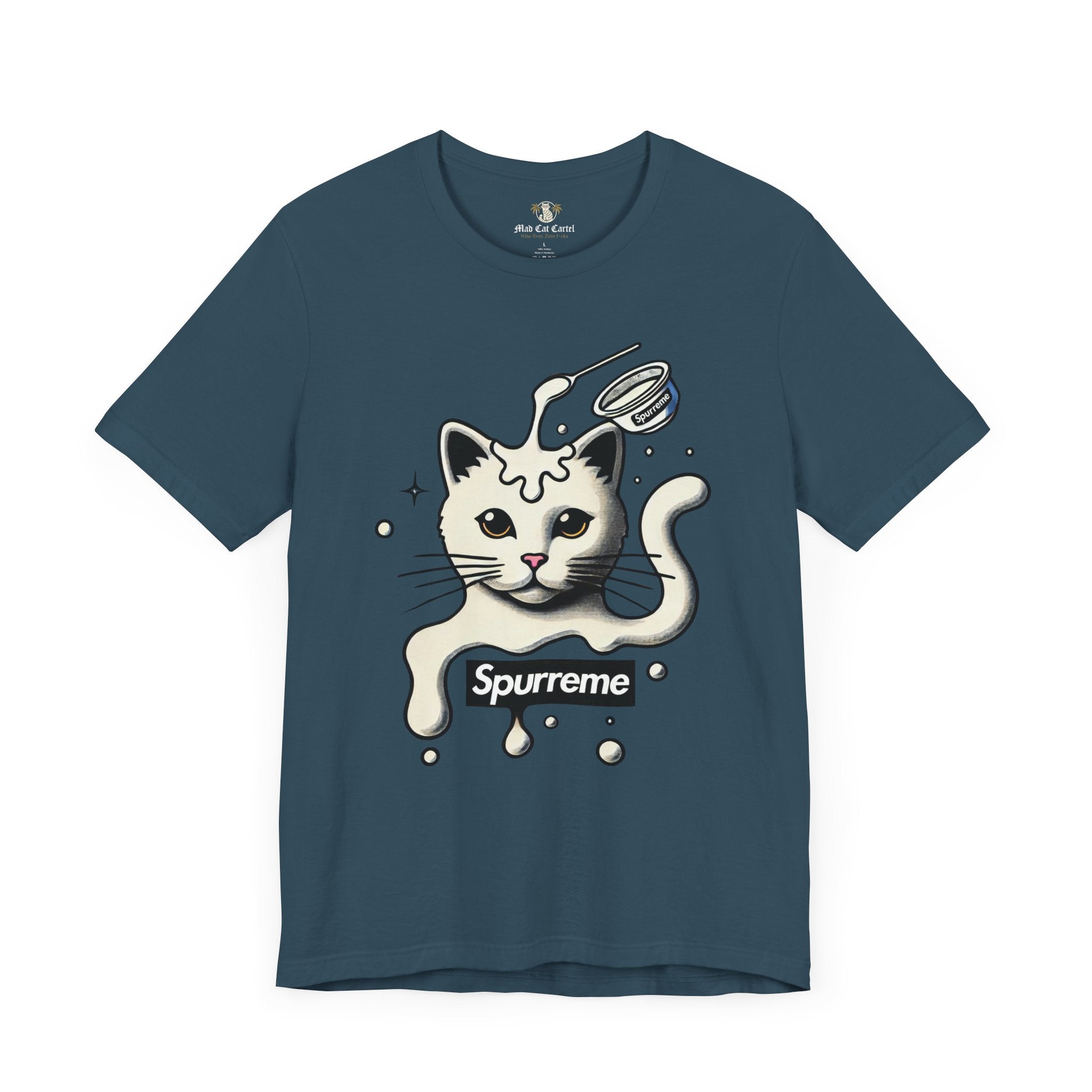 Deep teal cat on a shirt – cat shirts for guys